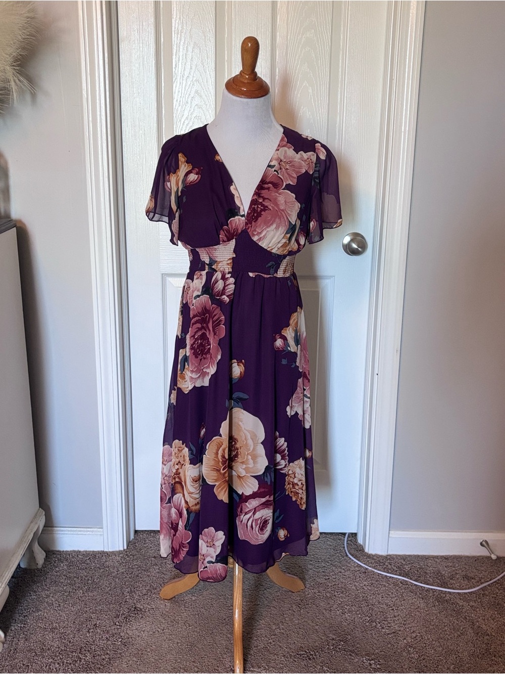 Baltic Born purple Floral midi dress